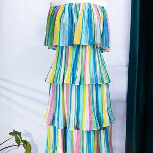 Lulus Colorful Tiered Midi Dress